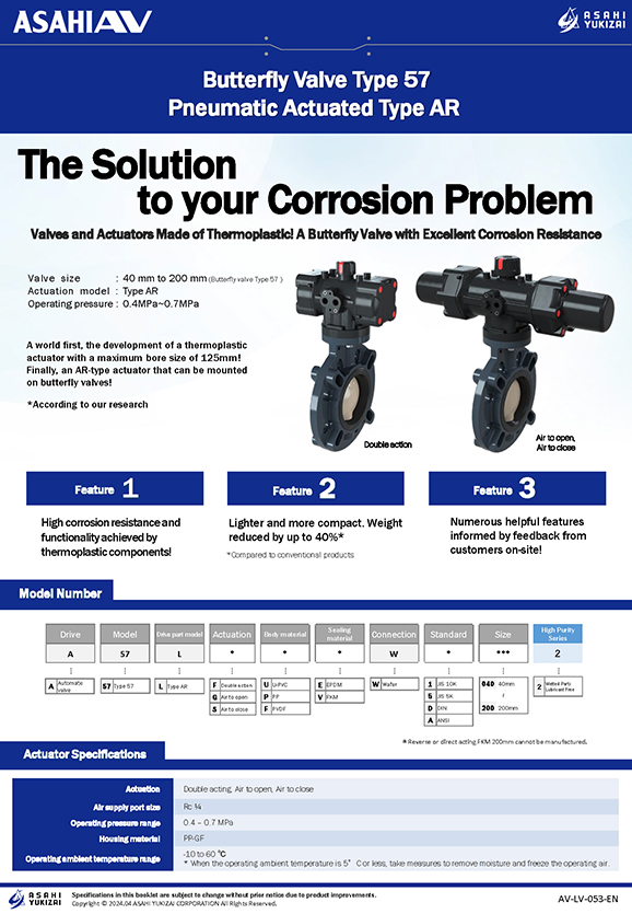 Butterfly Valve Type 57 Pneumatic Actuated Type AR Leaflet